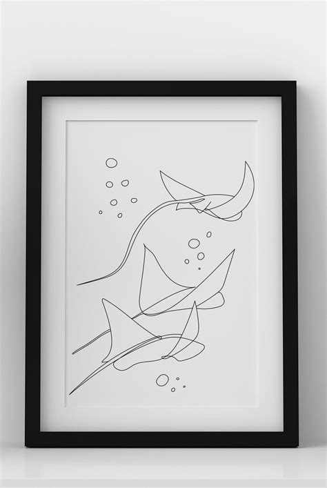 Manta One Line Art Devilfish Line Drawing Sea Animal Modern - Etsy ...