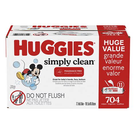 Huggies Simply Clean Fragrance-Free Baby Wipes, 64 Count (Pack of 11) (704 Wipes Total) 11 Flip ...