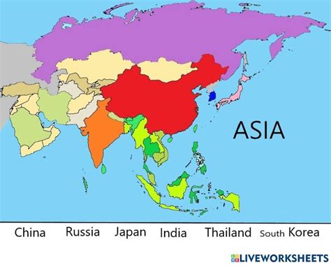 Asia Basic Map worksheet | Map worksheets, Countries of asia, Asia
