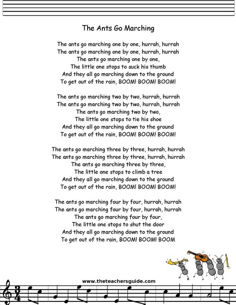 ants go marching lyrics printout | Preschool Stuff | Pinterest | Ants, Ant and The teacher