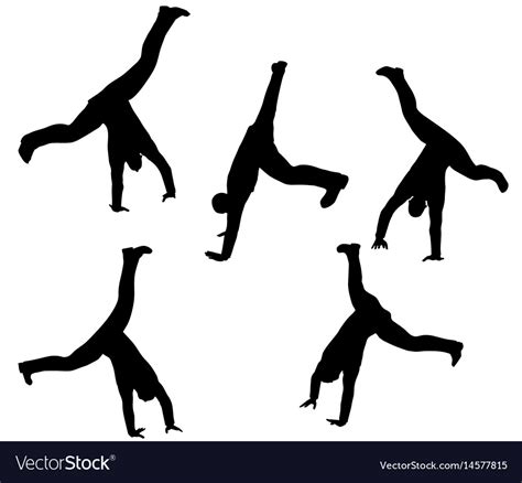 Boy silhouette in sitting cartwheel pose Vector Image