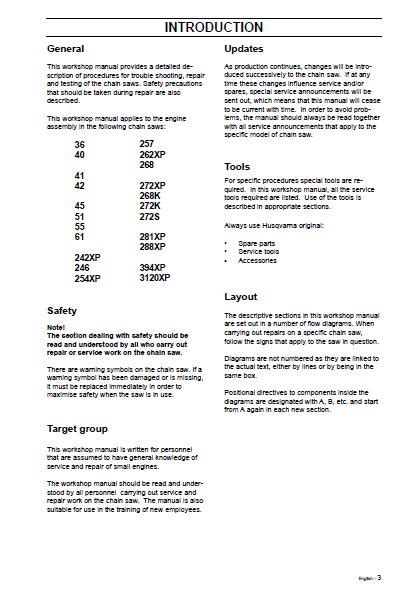 Husqvarna 36 Chainsaw Service Repair Manual – FREESAMPLESERVICEMANUAL