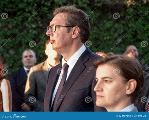 Aleksandar Vucic, President of Serbia Listening To Speech at French ...