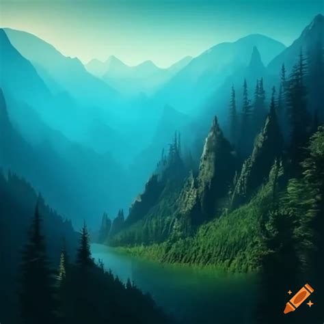 Realistic fishing mountain background on Craiyon