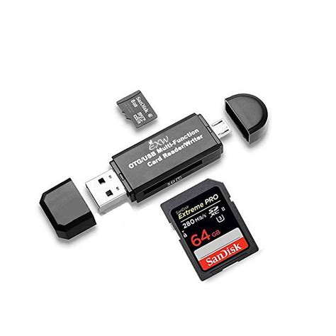 Micro USB OTG to USB 2.0 Adapter; SD/Micro SD Card Reader with standard ...