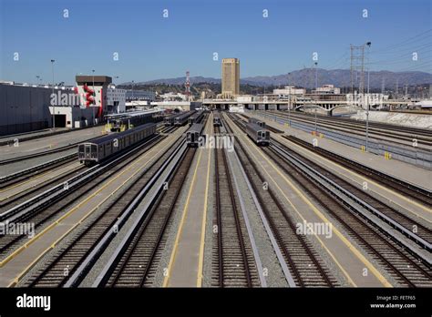 Tracks and Metro rail station at Los Angeles, California Stock Photo - Alamy