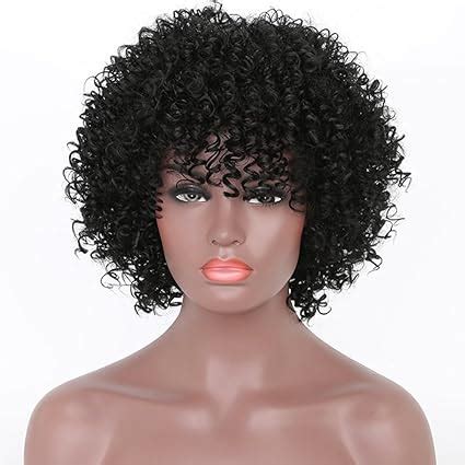 Short Curly Wigs Afro Kinky Curly Wigs for Black Women Heat Resistant Synthetic Full Black Wigs ...