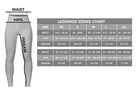 women's leggings size chart ukraine