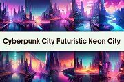 Cyberpunk City Futuristic Neon City | Background Graphics ~ Creative Market