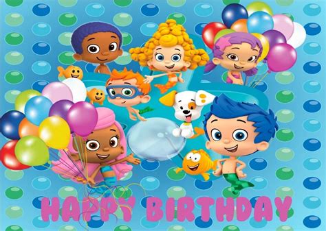 7x5FT Bubble Guppies Under Sea Happy Birthday Custom Photo Studio ...