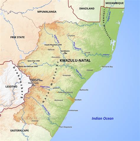 KwaZulu-Natal map - South Africa