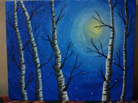 Painting Of Birch Trees In Winter at PaintingValley.com | Explore collection of Painting Of ...