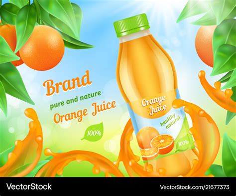 Juice advertizing poster realistic Royalty Free Vector Image