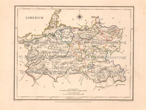 Limerick County Ireland Old Map Lewis 1837 Digital Image Scan Download ...