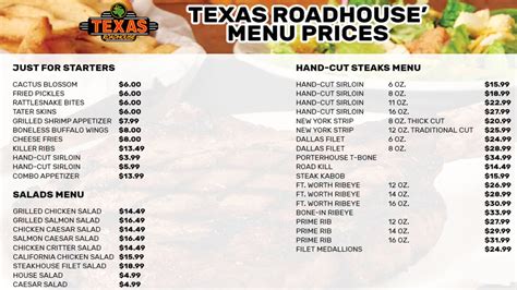 Texas Roadhouse Menu with Prices - Texas Roadhouse Menu November 2024