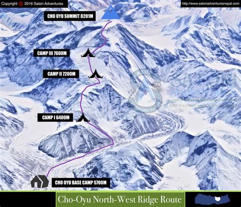 Route Map of mount Cho Oyu Climbing - Satori Adventures Nepal