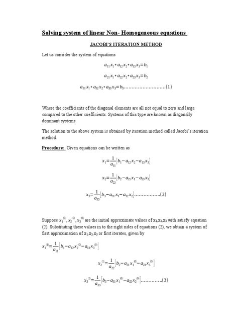 Jacobi's Method | PDF | Equations | Computer Programming