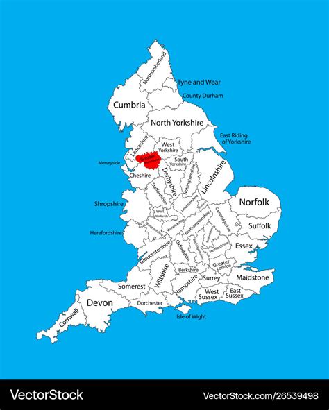 Map greater manchester in north west england Vector Image