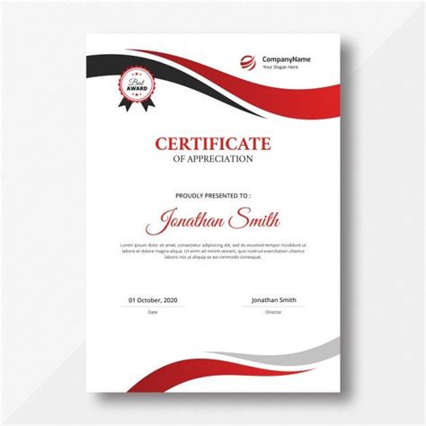 Premium PSD | Vertical Red and Black Waves Certificate | Certificat