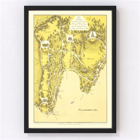 Vintage Map of Lake Lucerne, 1866 by Ted's Vintage Art