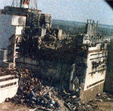 Photo of Chernobyl’s reactor 4 the day after the core exploded. The ...