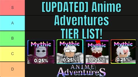 [UPDATED] The ULTIMATE Anime Adventures TIER LIST! - YouTube