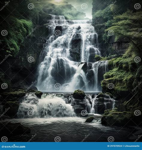 Breathtaking Waterfall Cascade Landscape Scene Stock Photo - Image of ...