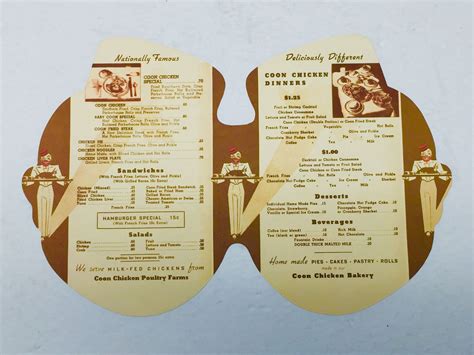 Vintage Coon Chicken Inn Menu