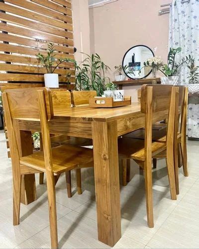 6 Seater Teak Wood Dining Table Set at Rs 55000/set | Teak Wood Dining Set in Aizawl | ID ...