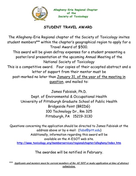 STUDENT TRAVEL AWARD