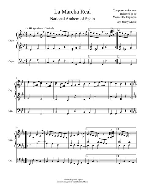 La Marcha Real (Spanish National Anthem) Organ Cover Sheet music for Organ | Download free in ...