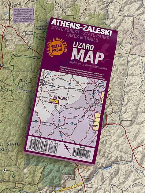 Athens - Zaleski State Forest Map - Roads Rivers and Trails