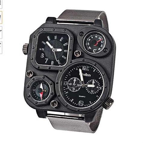 Military Men's Double Schedule Analog Watch With Thermometer and ...