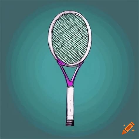 Abstract vector art of tennis racket with watercolor brush strokes