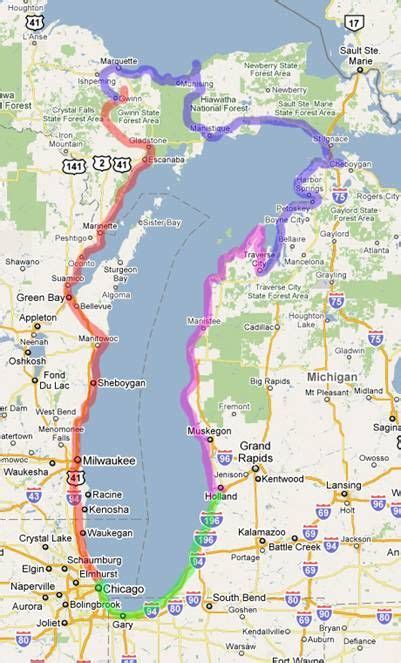 Map Lake Michigan Circle Tour - Share Map