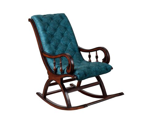 Buy Touffy Fabric Upholstered Rocking Chair (Brown Turquoise) Online in ...