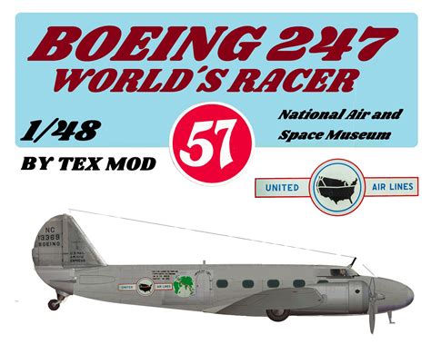 1/48 BOEING 247 National Air and Space Museum Paper Model - EcardModels