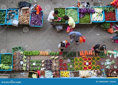 Top View of the Street Asian Market Editorial Stock Photo - Image of colorful, aerial: 148855458