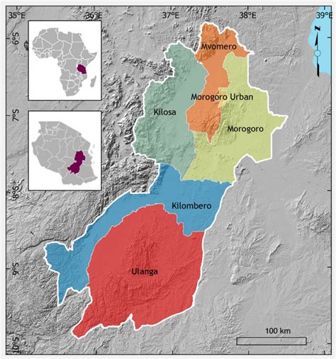 Location of the five districts within Morogoro region, Tanzania. | Download Scientific Diagram