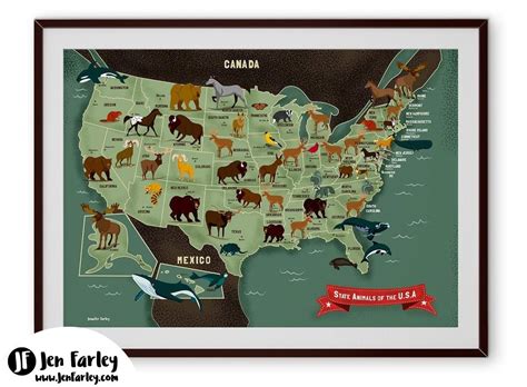 State Animals Of The USA Map | Jennifer Farley