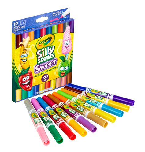 Crayola Silly Scents Dual Ended Markers, Sweet Scented Markers, 10 Count, Gift for Kids, Age 3 ...