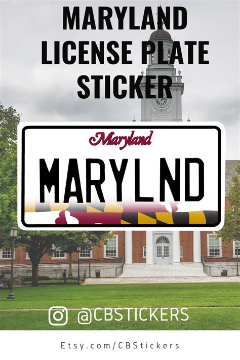 Maryland License Plate Sticker/Decal - Available in 4 Sizes - 2", 3”, 4 ...