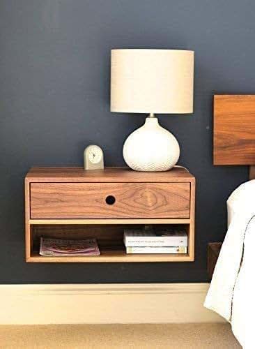 Amazon.com: Floating Nightstand with Drawer and Open Shelf in Solid ...