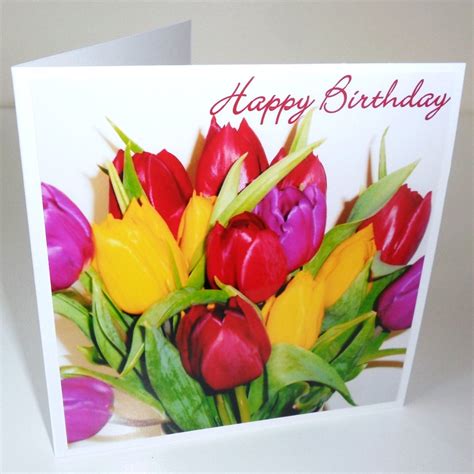 Items similar to Birthday Card 'Tulips' (OB009) Handmade Happy Birthday Wishes Greeting Card ...