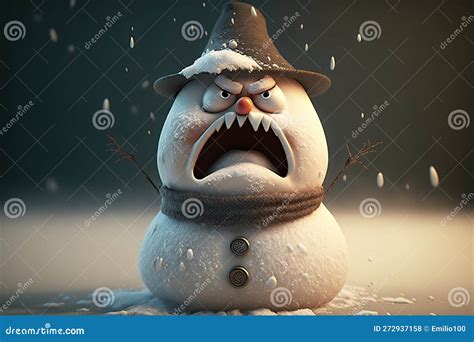 Angry and Scary Snowman, Illustration Generated by AI Stock Illustration - Illustration of ...