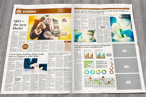 Broadsheet Newspaper Template | Magazine Templates ~ Creative Market