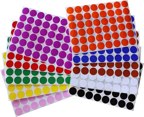 Royal Green Colour-Coding Labels (17mm) Round Dot Stickers - 10 Color Combination - Black, White ...