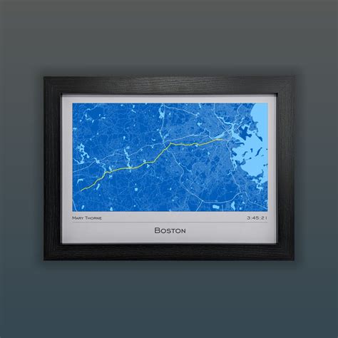 Boston - Marathon Run Route Map Print - Framed - Marathon Gifts - Framing Glory - Gifts for ...