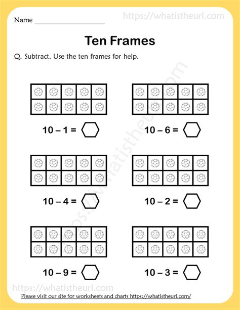 Ten Frames Subtraction Worksheets - Your Home Teacher