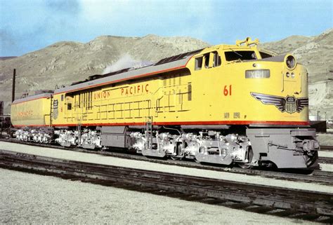 A company photo showcasing one of Union Pacific's second-generation gas turbines, #61, which ...